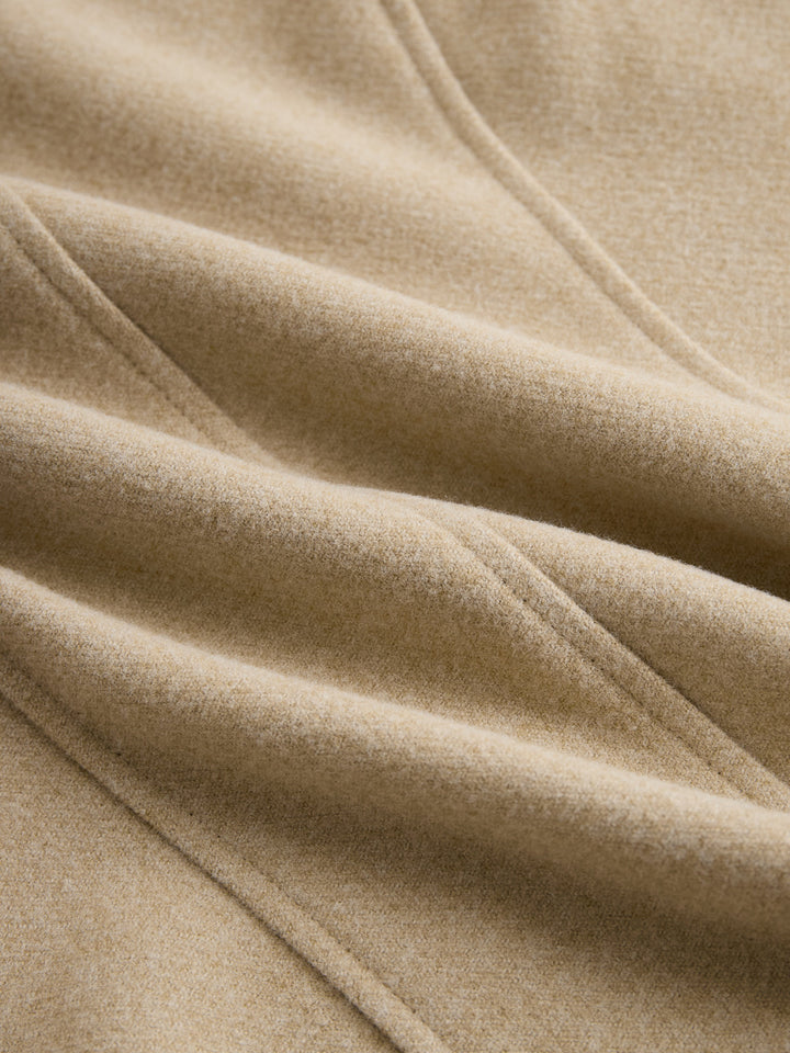 Manteau court vintage décontracté en mélange de laine kaki à col montant et épaulettes à poches multiples