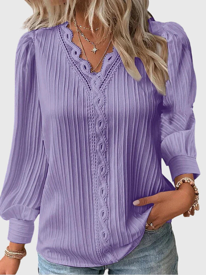 Andrea™ | Blouse élégante à col en V côtelé