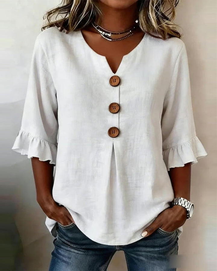 Sophie | Blouse légère en coton-lin avec boutons en bois