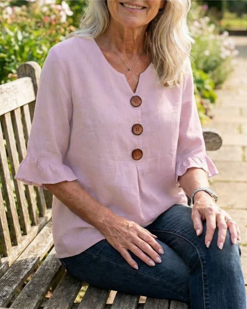 Sophie | Blouse légère en coton-lin avec boutons en bois