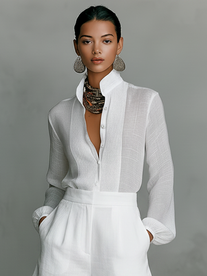 Alessandra — Ensemble chemise blanche + shorts coordonnés