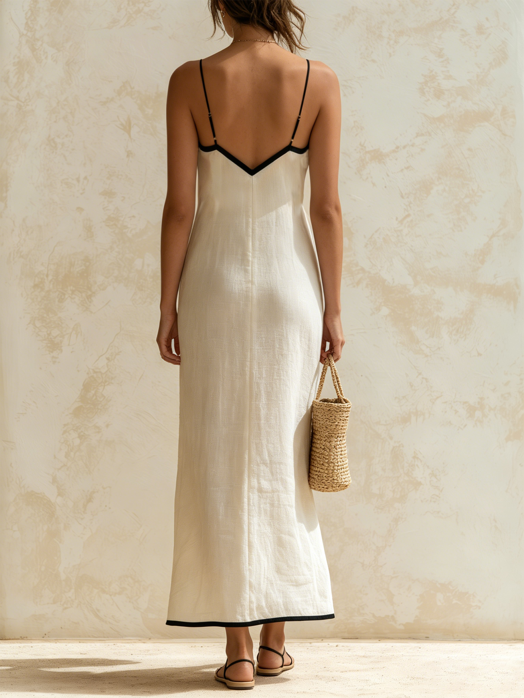 Alessandrini | Robe longue style nuisette avec bords contrastés et motif zigzag