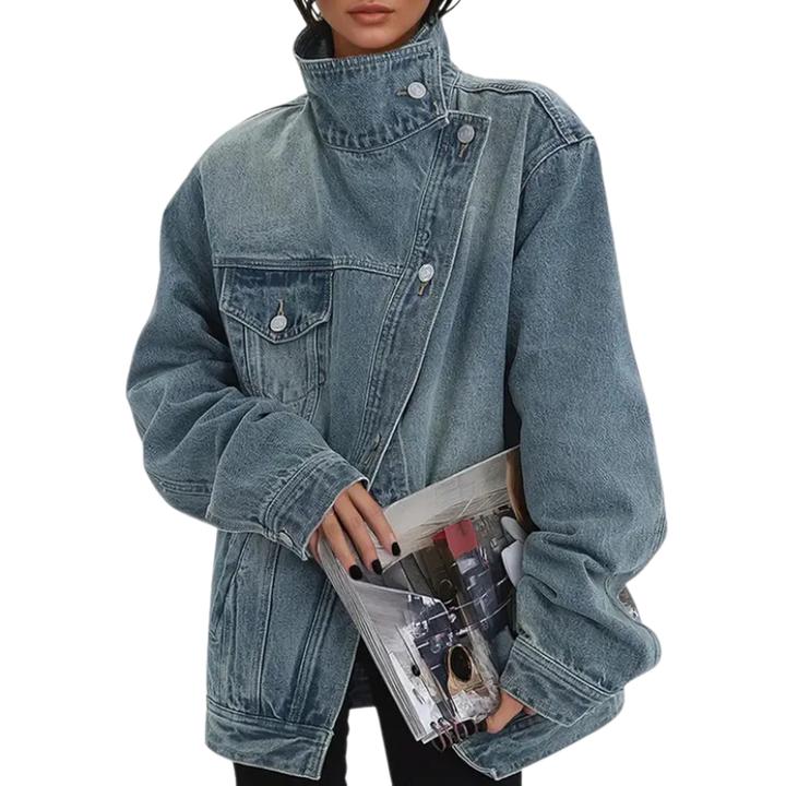 SARAH™ – Veste Boutonnée Asymétrique Tendance Street Style