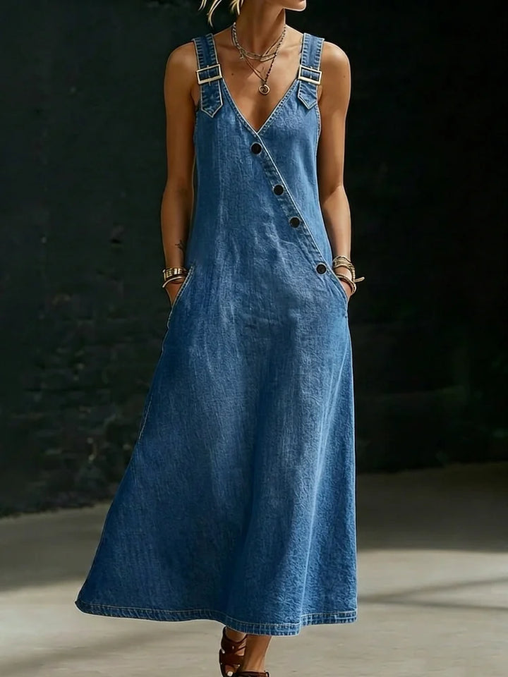 Vera | Robe longue en denim avec boutons