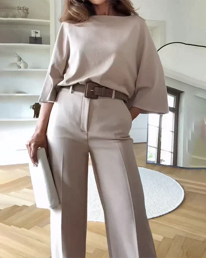 Ensemble à Deux Pièces Confortable Avec Ceinture et Coupe Élégante