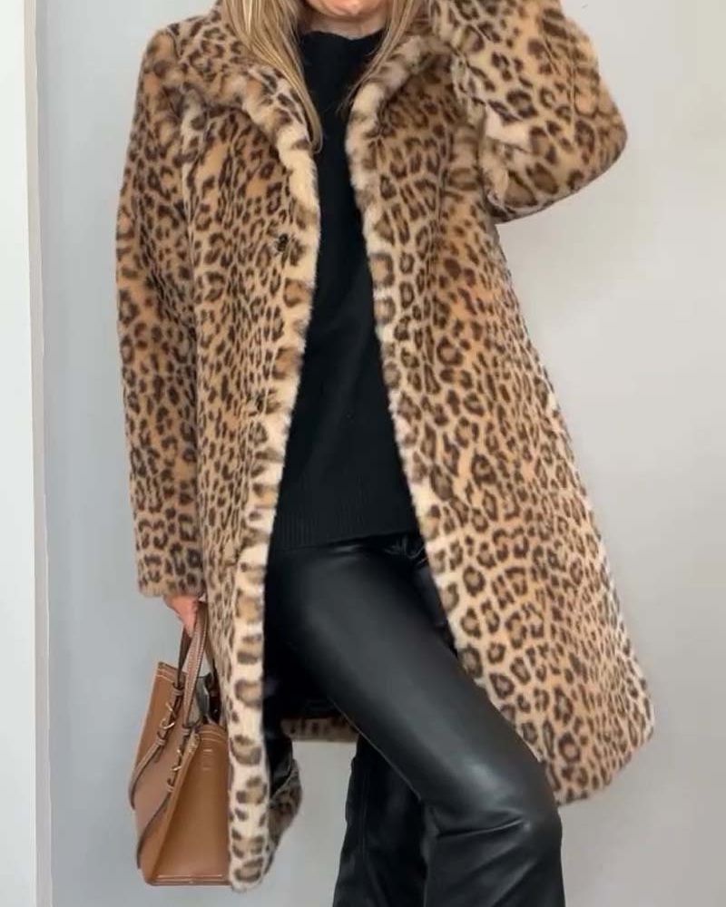 BIANCA | Manteau Léopard Long avec Élégance Intemporelle et Confort Raffiné