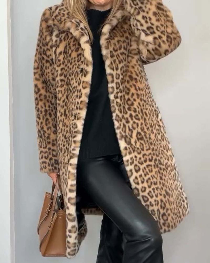 BIANCA | Manteau Léopard Long avec Élégance Intemporelle et Confort Raffiné