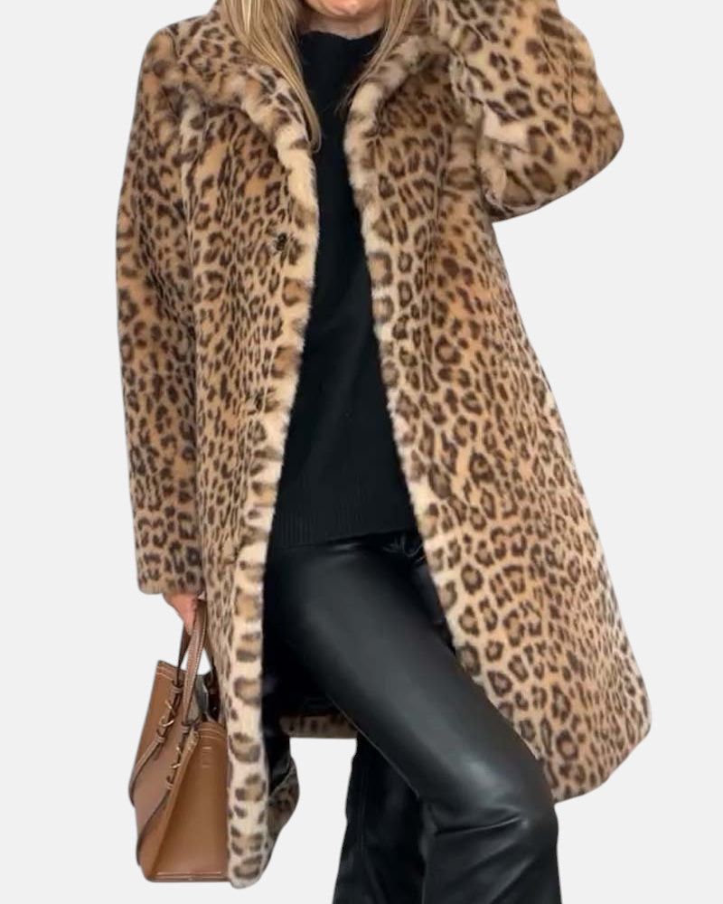 LEIA - Manteau long en imprimé léopard doux