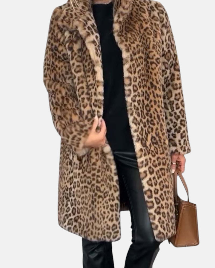 LEIA - Manteau long en imprimé léopard doux