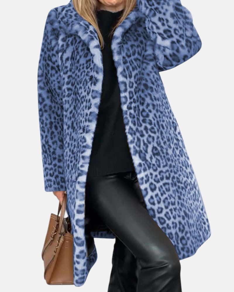LEIA - Manteau long en imprimé léopard doux