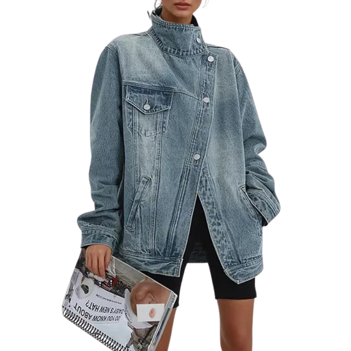 SARAH™ – Veste Boutonnée Asymétrique Tendance Street Style