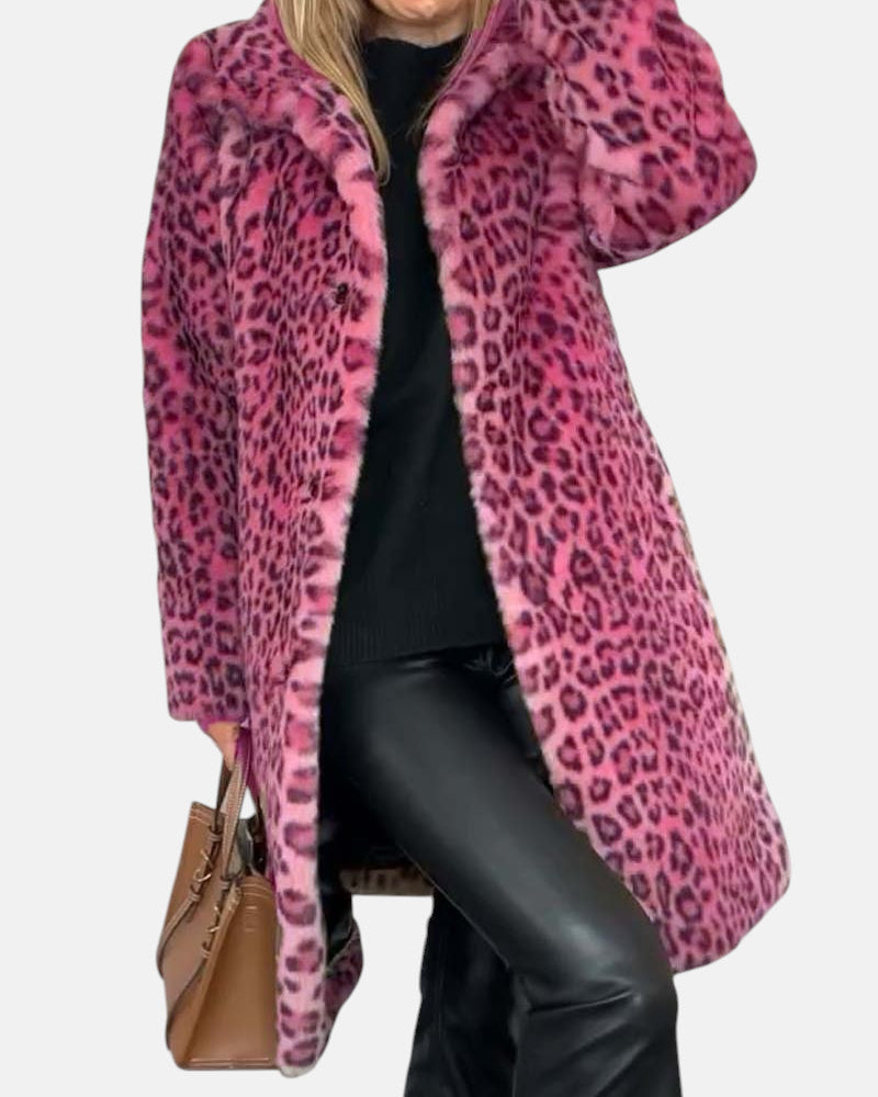 LEIA - Manteau long en imprimé léopard doux