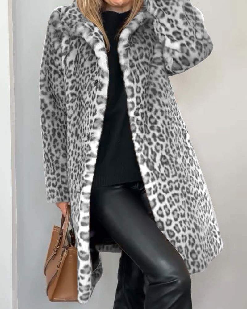 BIANCA | Manteau Léopard Long avec Élégance Intemporelle et Confort Raffiné