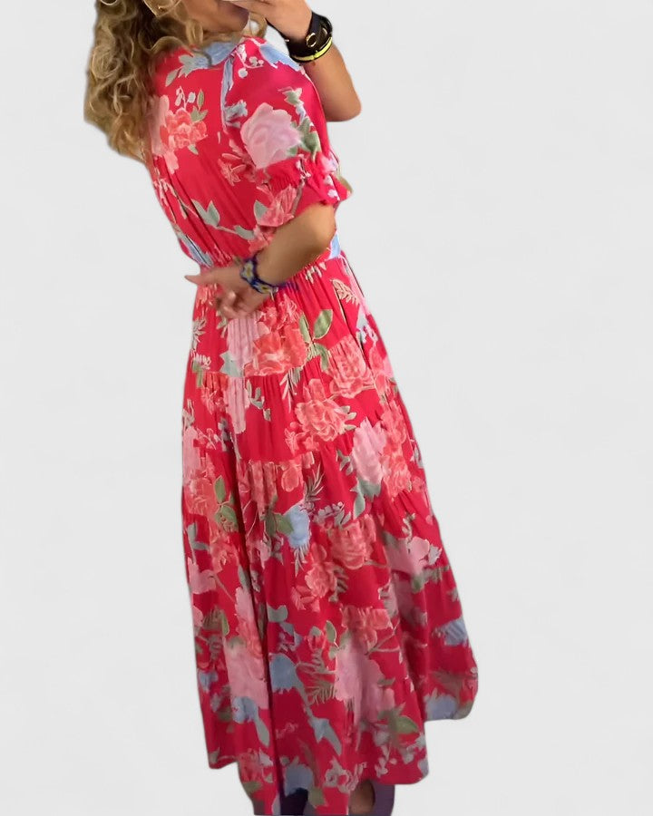 Minelle | Robe florale élégante à col en V