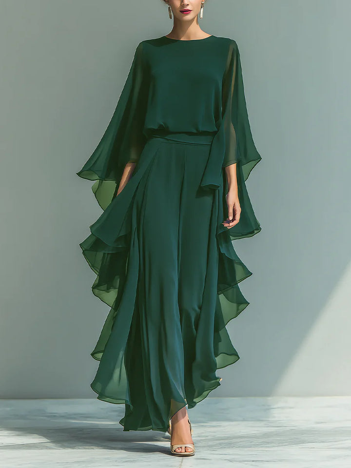 Mirelle | Ensemble Élégant en Chiffon avec Volants