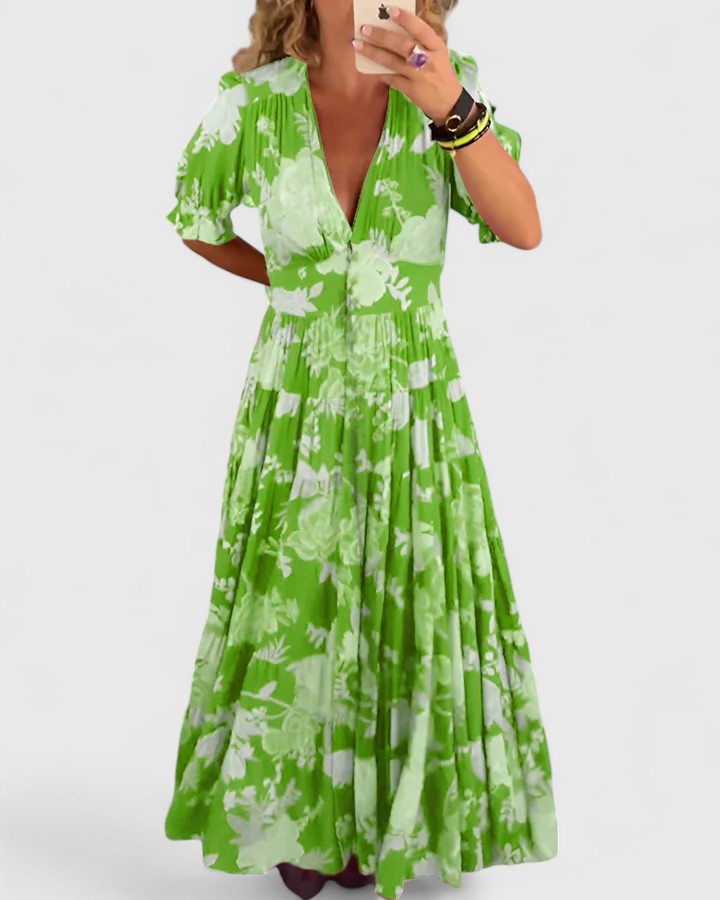 Minelle | Robe florale élégante à col en V