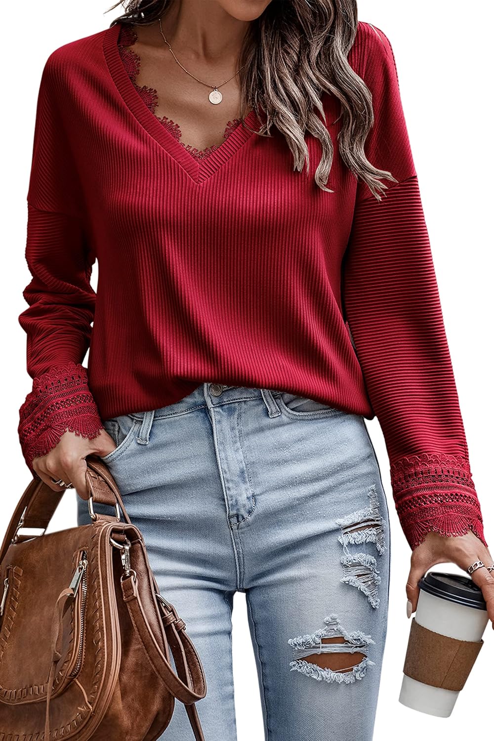 Olivia™ - Pull long à col en V élégant