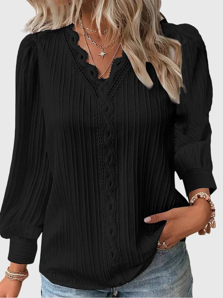 Andrea™ | Blouse élégante à col en V côtelé