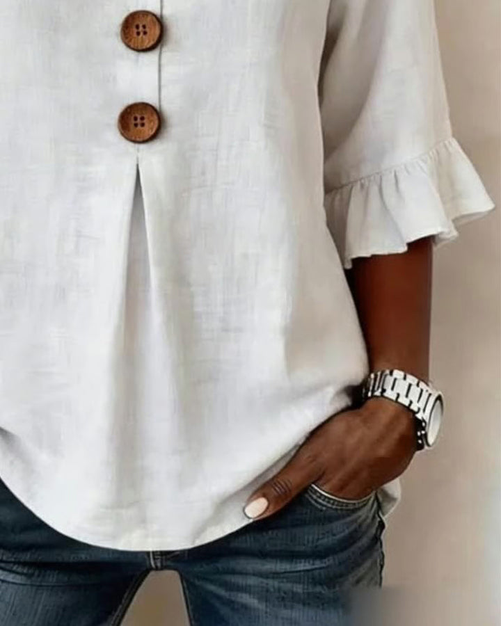 Sophie | Blouse légère en coton-lin avec boutons en bois