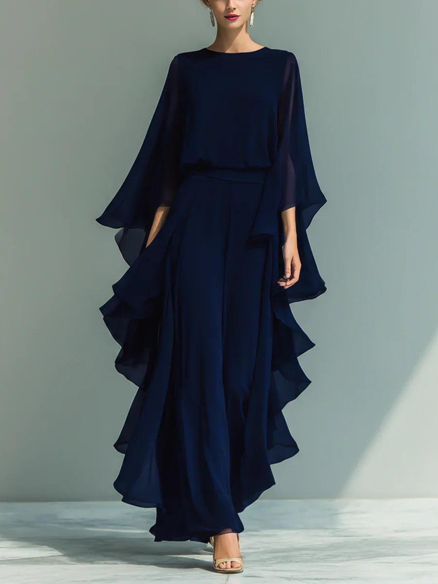 Mirelle | Ensemble Élégant en Chiffon avec Volants