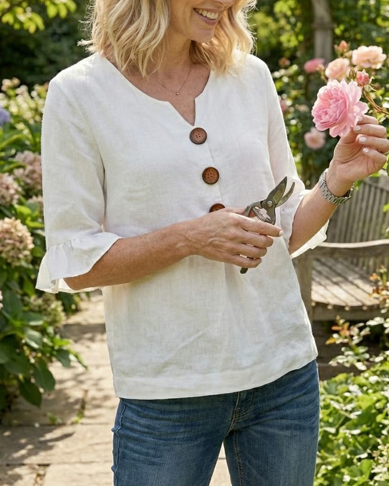 Sophie | Blouse légère en coton-lin avec boutons en bois