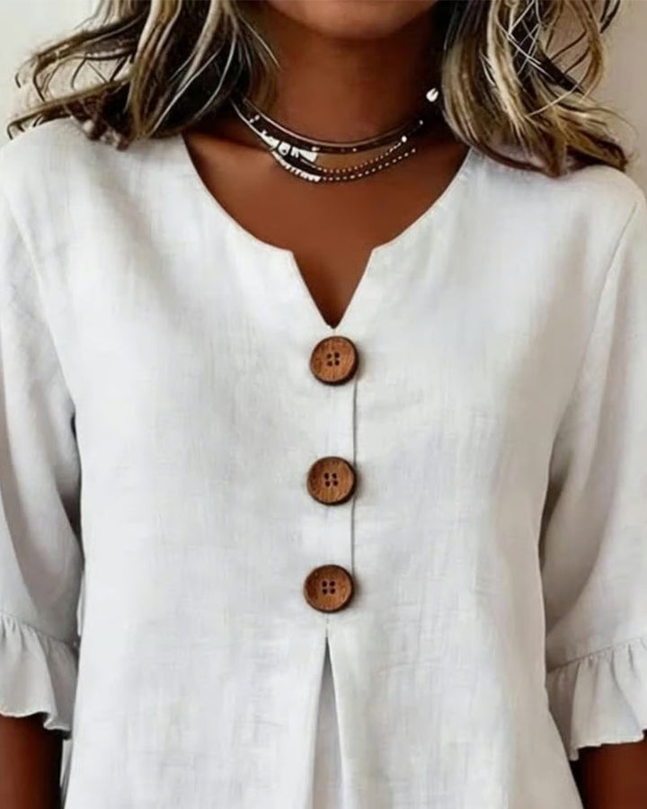 Sophie | Blouse légère en coton-lin avec boutons en bois