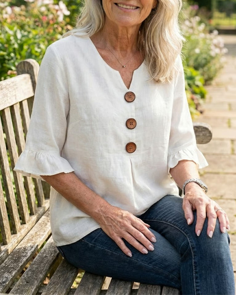 Sophie | Blouse légère en coton-lin avec boutons en bois