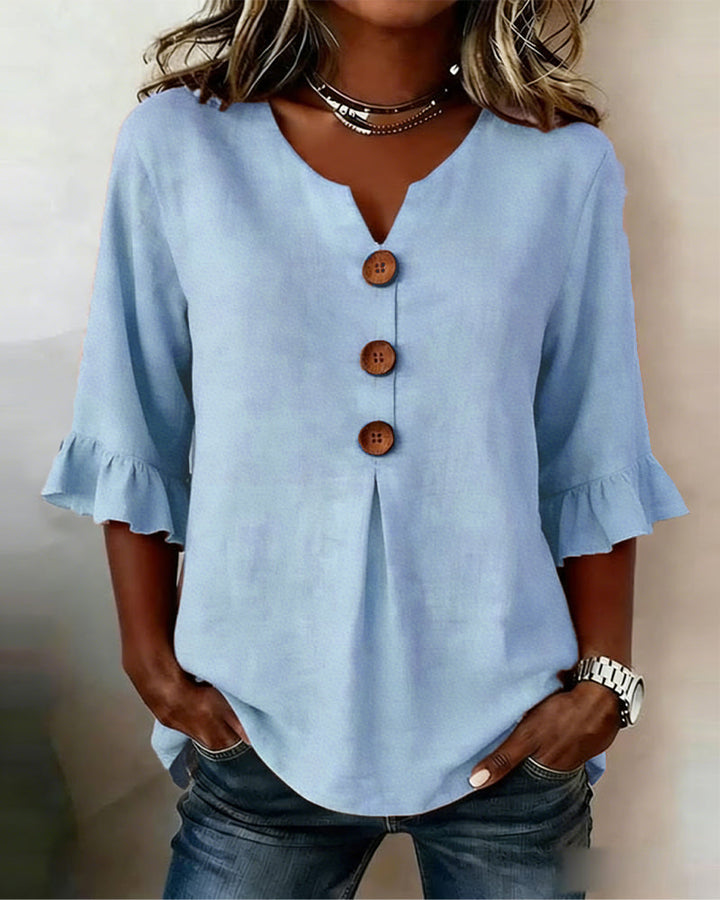 Sophie | Blouse légère en coton-lin avec boutons en bois