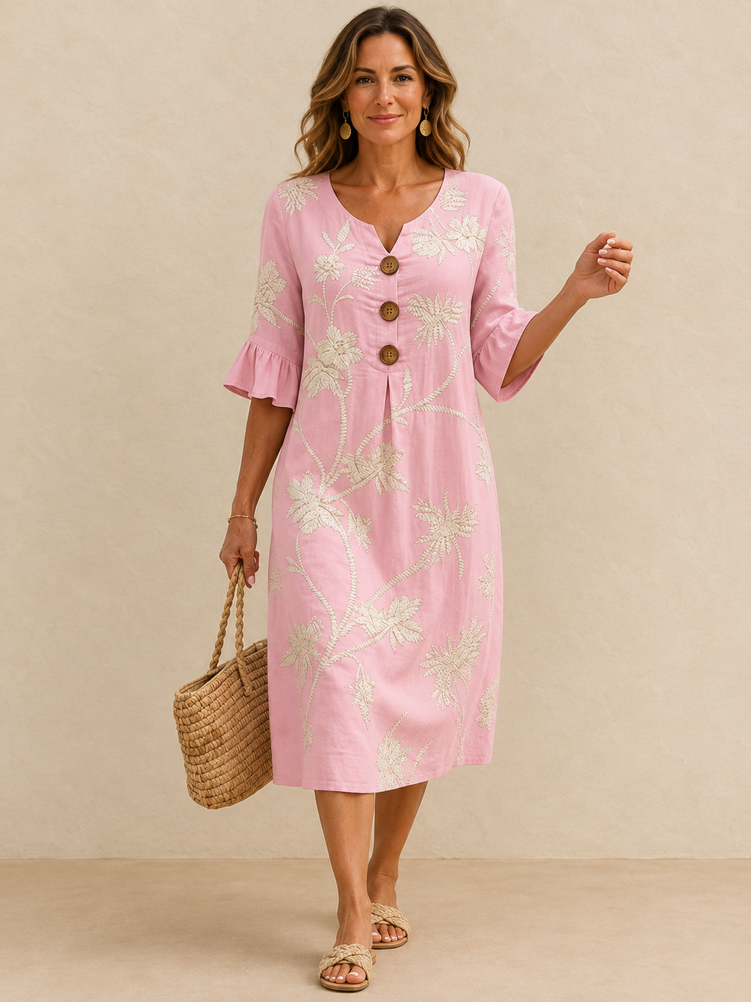 Fiorenza | Robe midi avec broderie florale