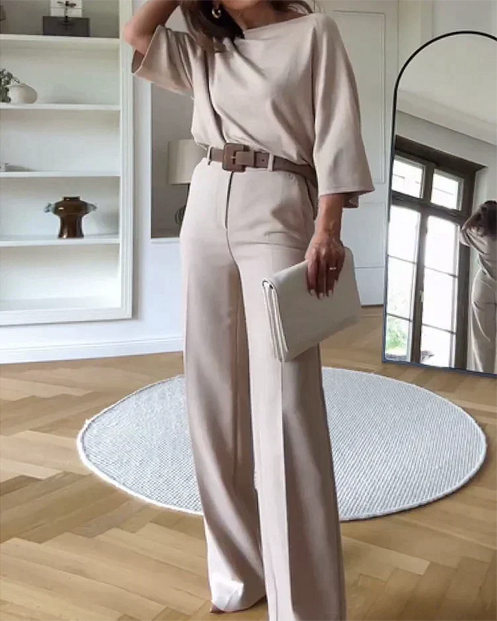 Ensemble à Deux Pièces Confortable Avec Ceinture et Coupe Élégante