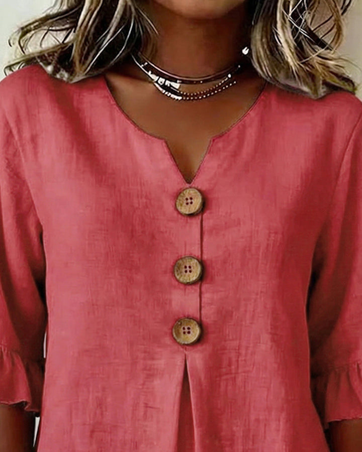 Sophie | Blouse légère en coton-lin avec boutons en bois