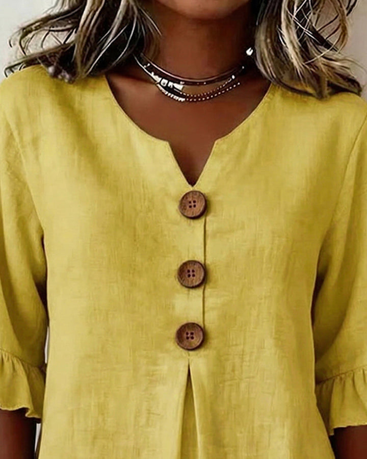 Sophie | Blouse légère en coton-lin avec boutons en bois