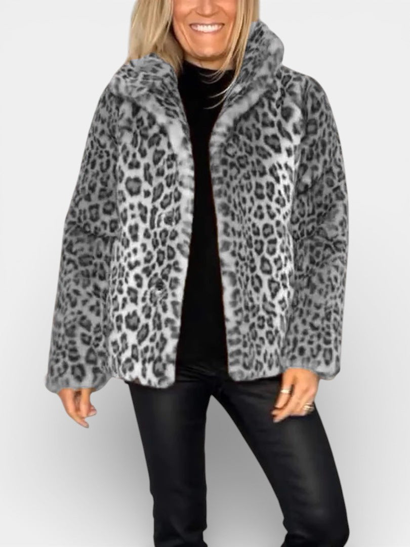 LEIA - Manteau long en imprimé léopard doux