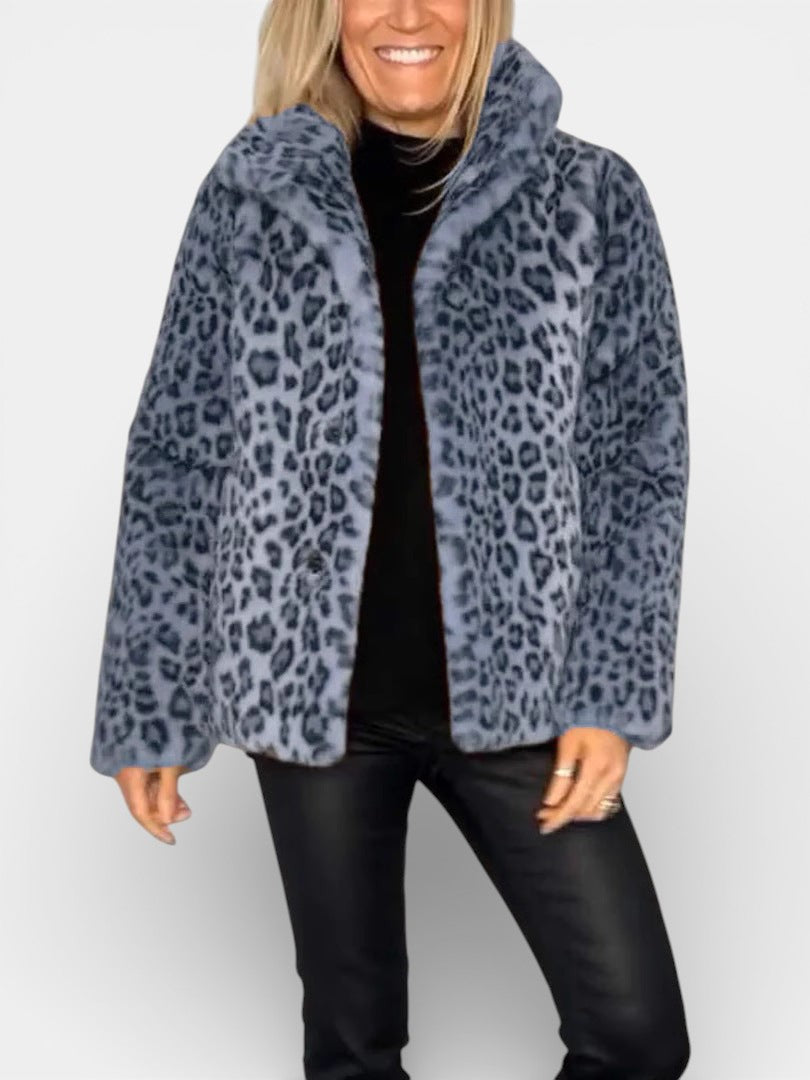 LEIA - Manteau long en imprimé léopard doux