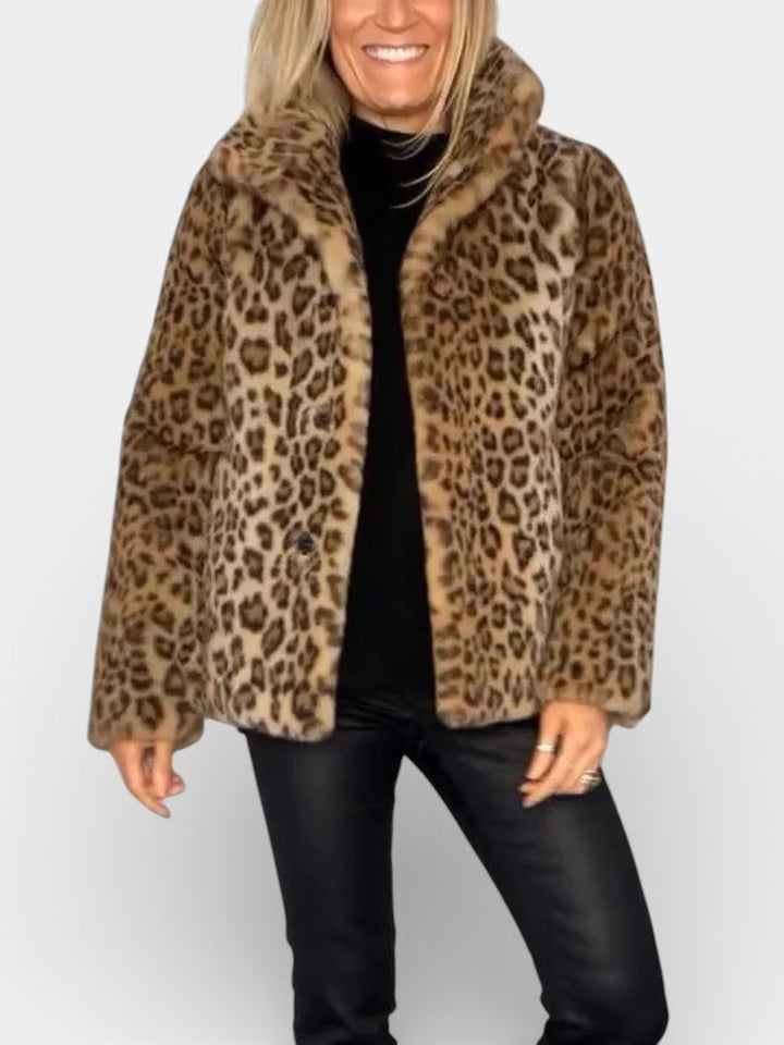 LEIA - Manteau long en imprimé léopard doux