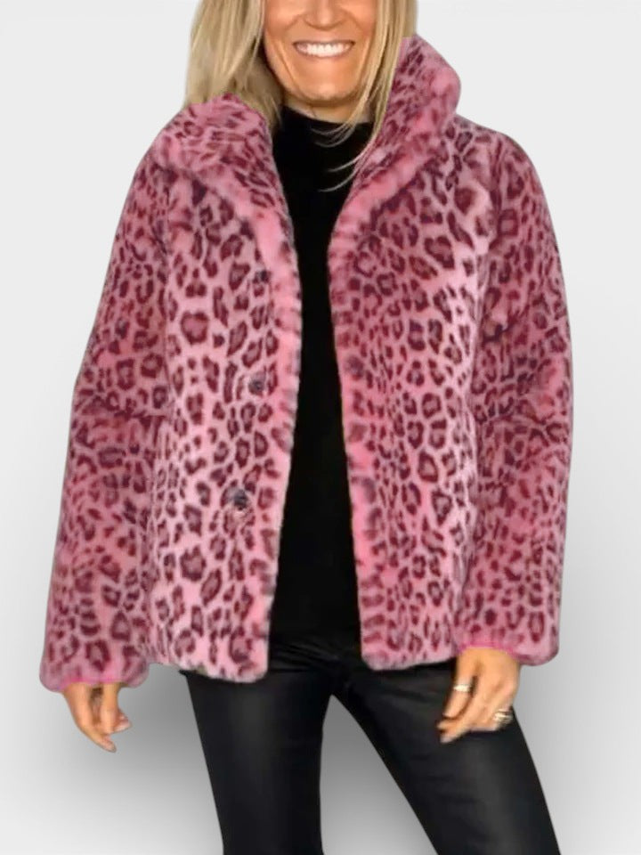 LEIA - Manteau long en imprimé léopard doux