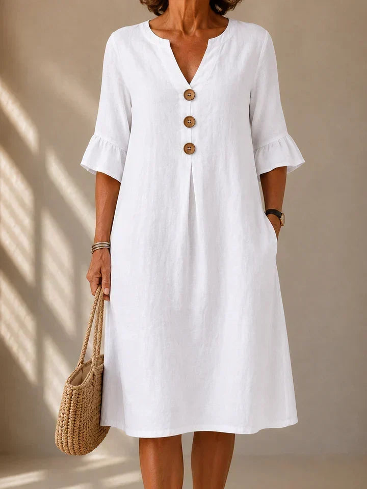 Lina | Robe avec Boutons et Plis en Boîte