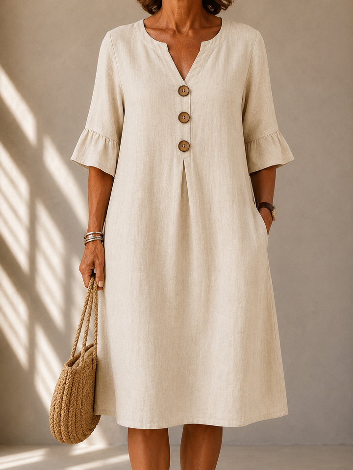 Lina | Robe avec Boutons et Plis en Boîte
