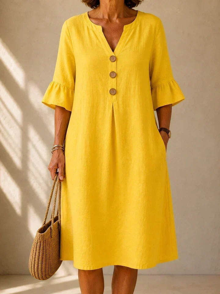 Lina | Robe avec Boutons et Plis en Boîte
