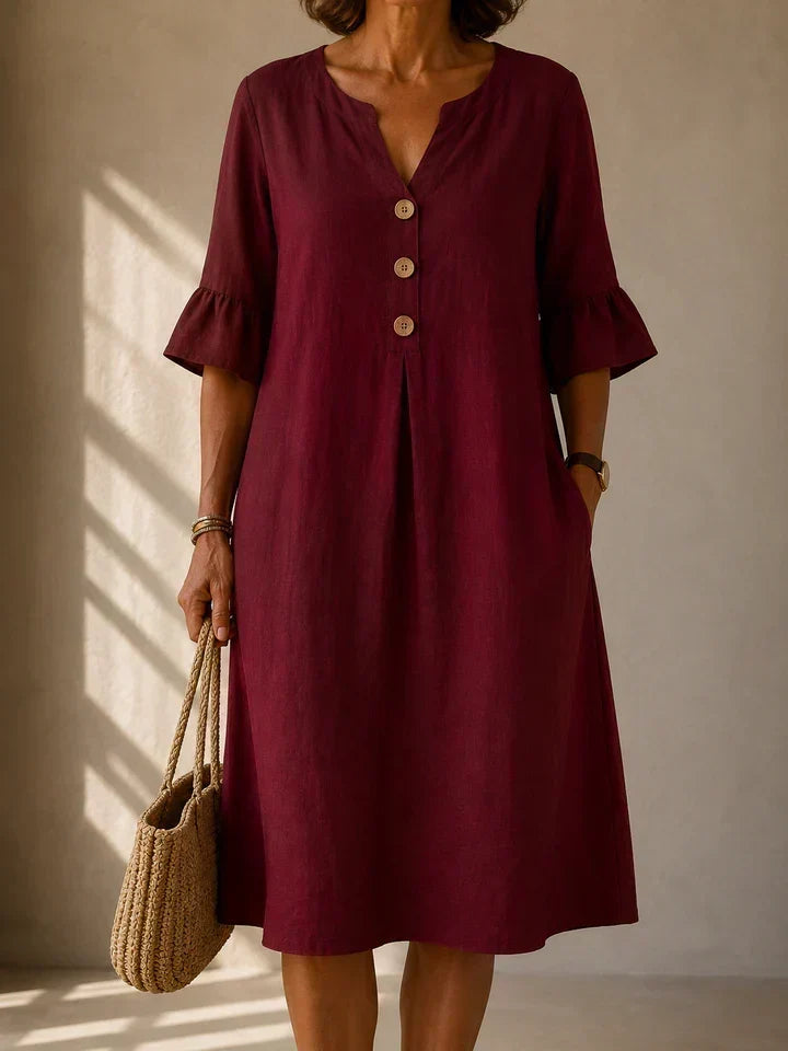 Lina | Robe avec Boutons et Plis en Boîte