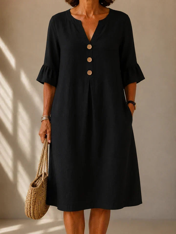 Lina | Robe avec Boutons et Plis en Boîte