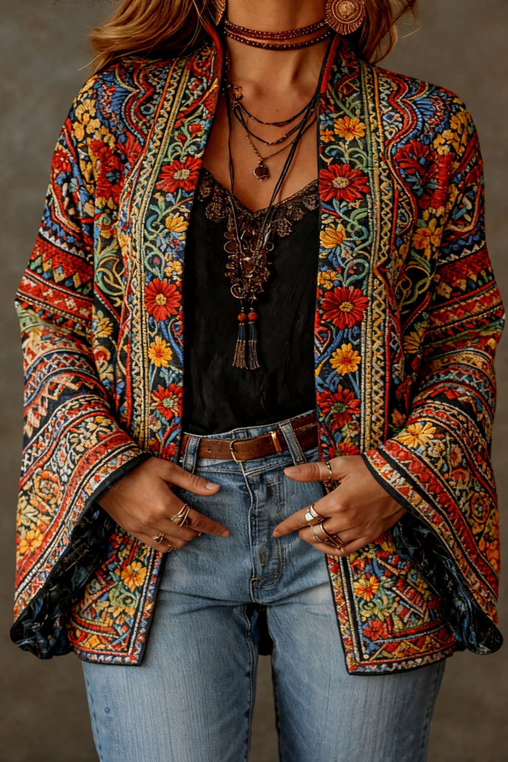 Kerrie | Kimono en Velours Bohème Chic