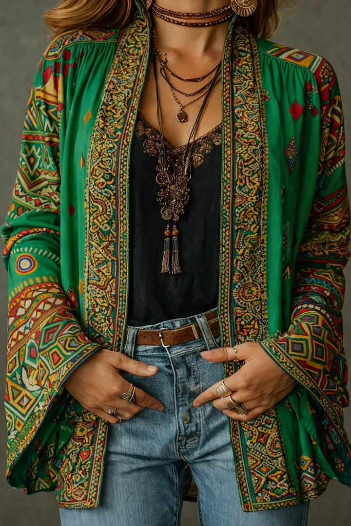 Kerrie | Kimono en Velours Bohème Chic