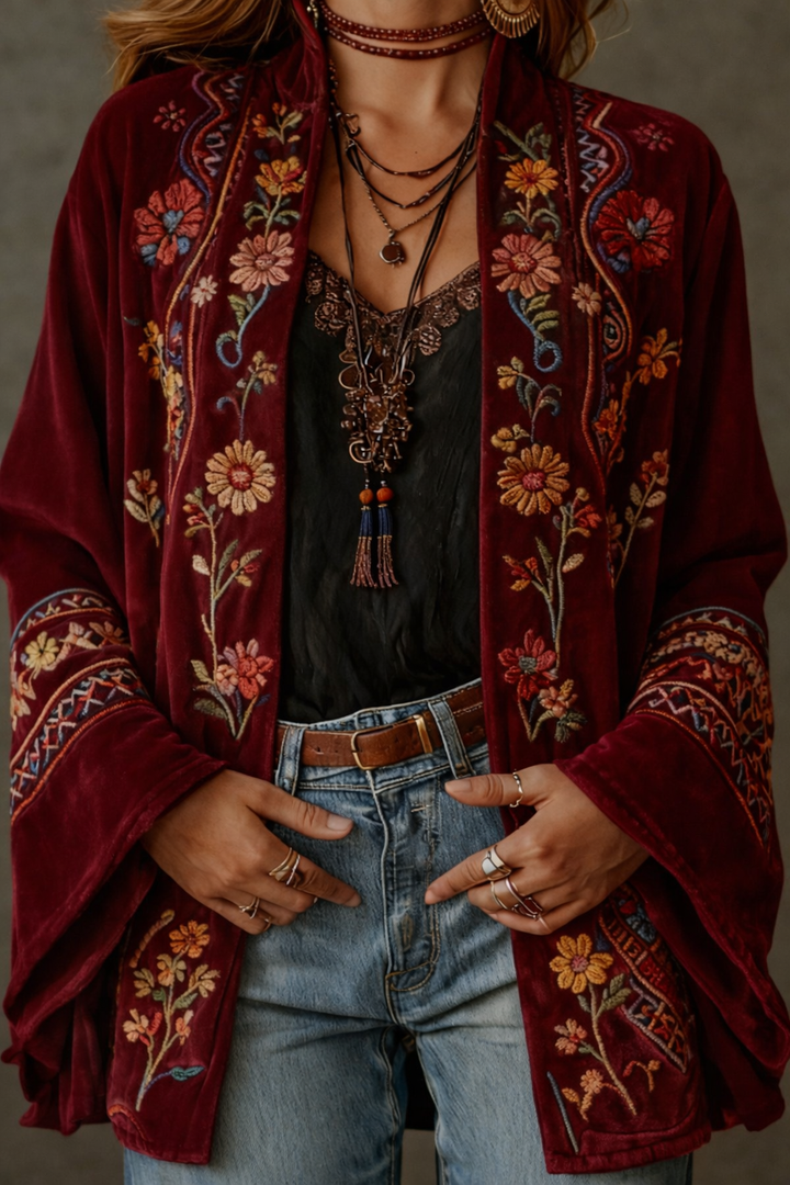 Kerrie | Kimono en Velours Bohème Chic