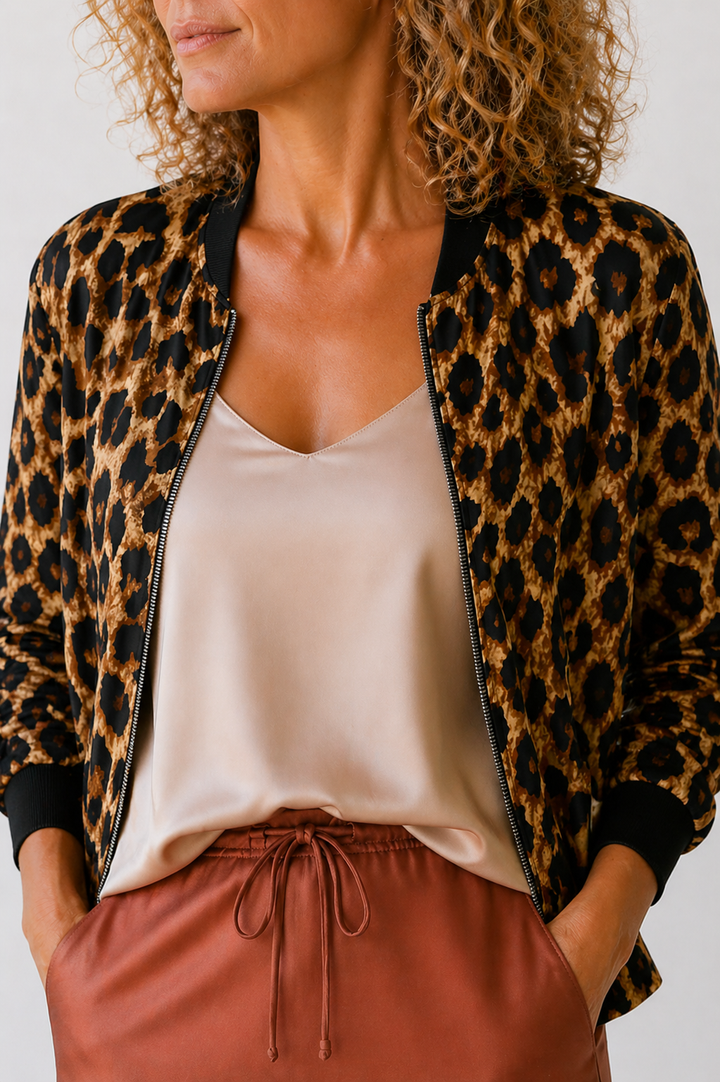 Rona | Veste Bomber Imprimé Léopard Confortable