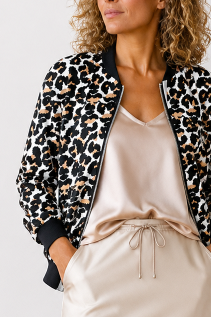 Rona | Veste Bomber Imprimé Léopard Confortable