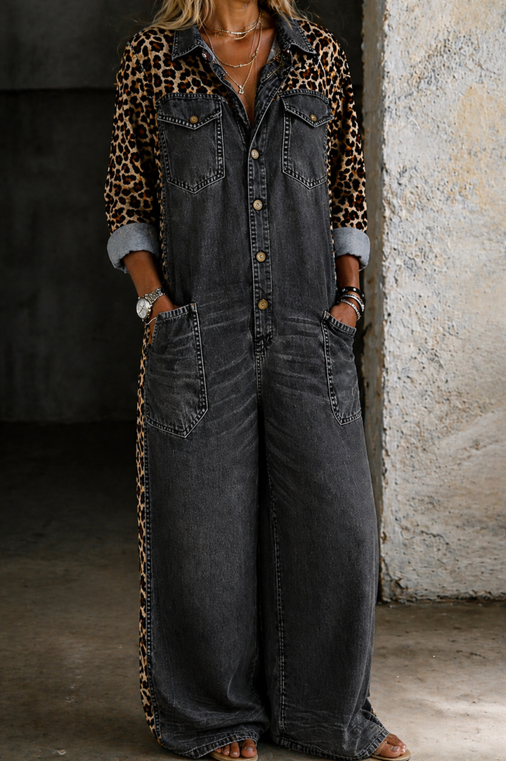 Amanda | Combinaison en denim type chemise d'une pièce