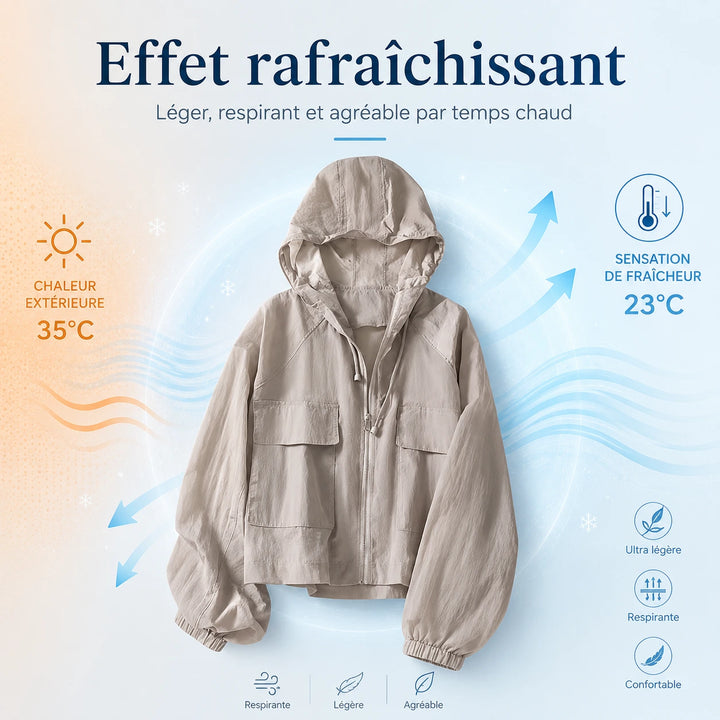 Sarah AIR Shade | Veste Anti-UV Rafraîchissante – Ultra-fine, Respirante & Légère pour l’Été