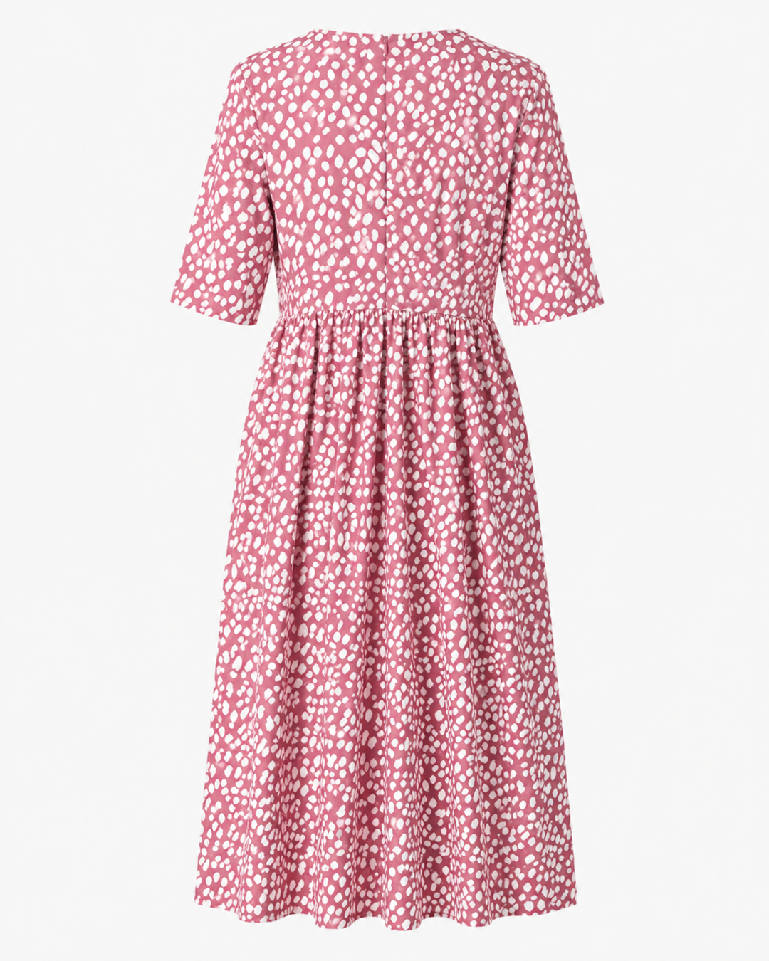 Pénélope | Robe Midi Imprimé Pois Irréguliers Col V & Taille Cintrée