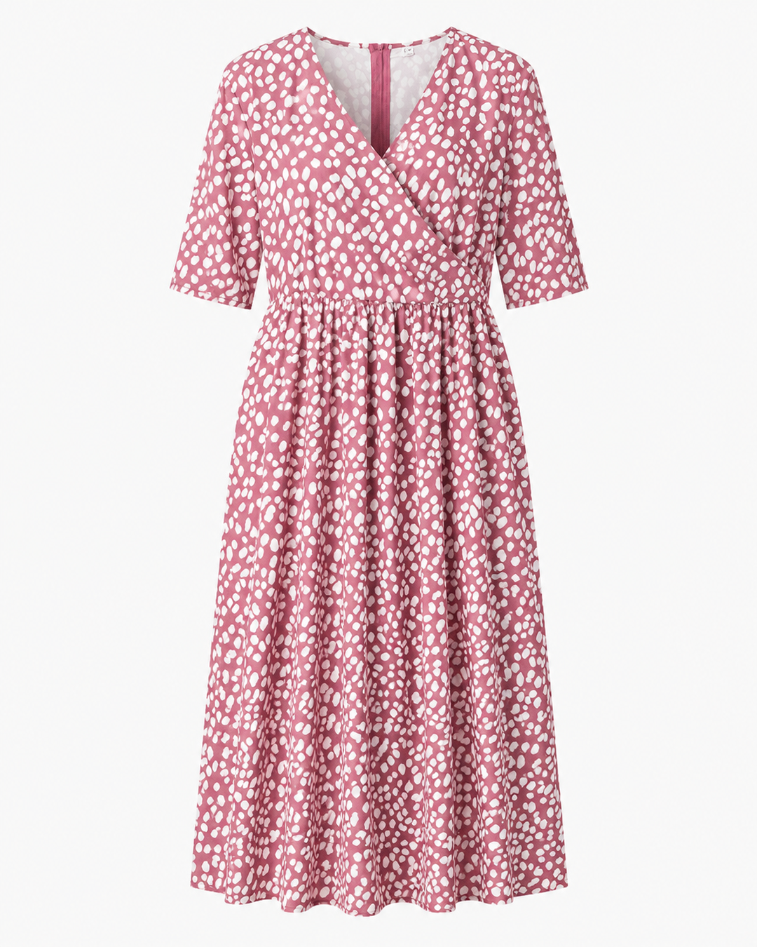 Pénélope | Robe Midi Imprimé Pois Irréguliers Col V & Taille Cintrée